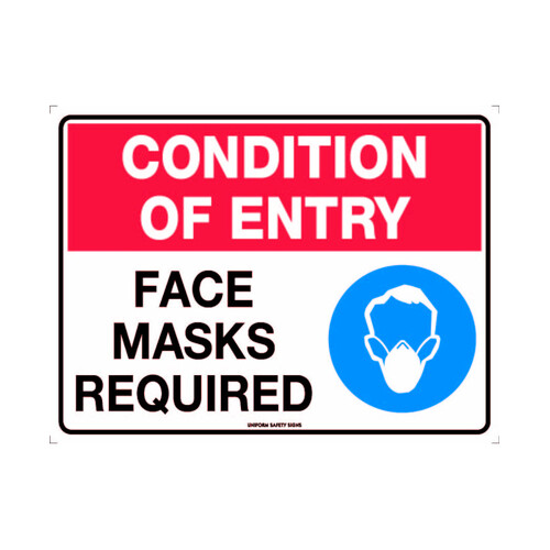 WORKWEAR, SAFETY & CORPORATE CLOTHING SPECIALISTS - 300x225mm - Poly - Condition of Entry, Face Masks Required