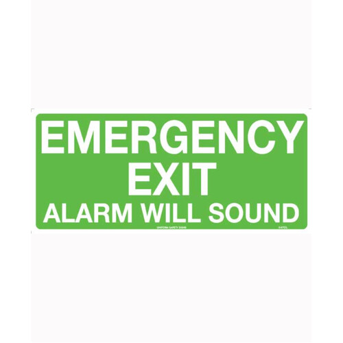 WORKWEAR, SAFETY & CORPORATE CLOTHING SPECIALISTS - 450x200mm - Luminous - Self Adhesive - Emergency Exit Alarm Will Sound