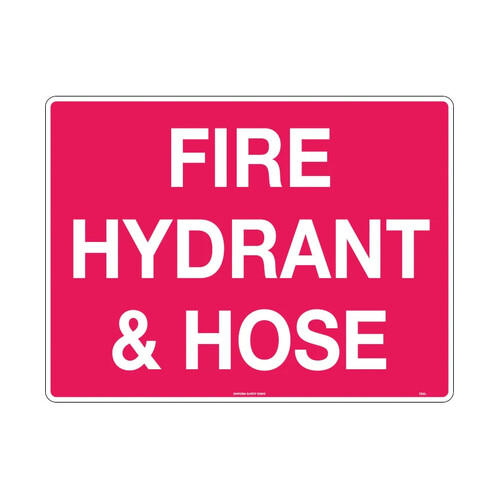 WORKWEAR, SAFETY & CORPORATE CLOTHING SPECIALISTS - 240x180mm - Self Adhesive - Red/Wht - Fire Hydrant and Hose