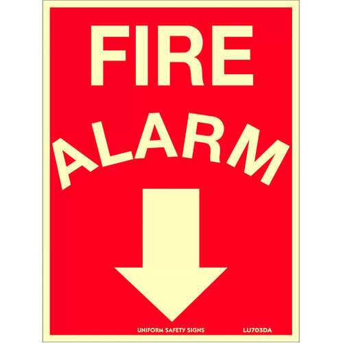 WORKWEAR, SAFETY & CORPORATE CLOTHING SPECIALISTS - 240x180mm - Self Adhesive - Fire Alarm (Arrow Down)