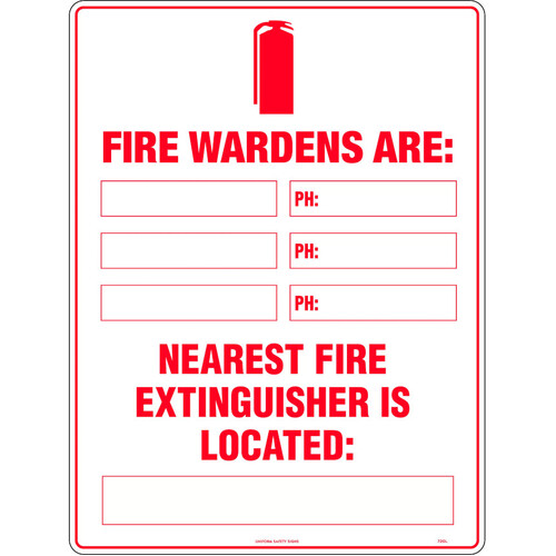 WORKWEAR, SAFETY & CORPORATE CLOTHING SPECIALISTS - 600x400mm - Metal - Fire Marshalls Are:  Nearest Fire Extinguisher is Located: