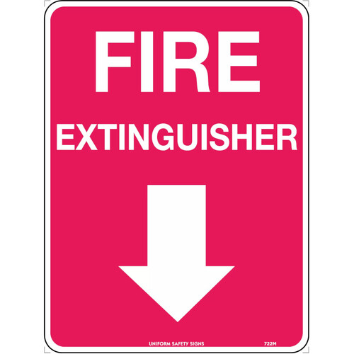 WORKWEAR, SAFETY & CORPORATE CLOTHING SPECIALISTS - 300x225mm - Metal - Fire Extinguisher (Arrow Down)