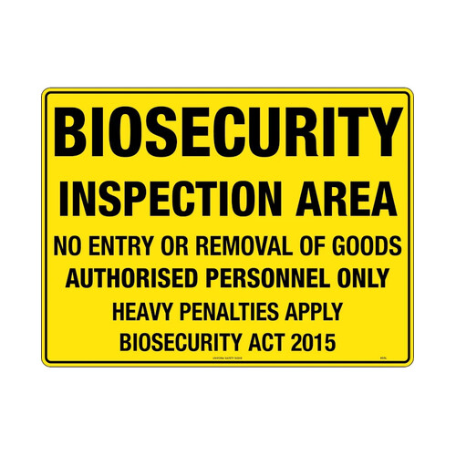 WORKWEAR, SAFETY & CORPORATE CLOTHING SPECIALISTS - 600x400mm - Metal - Biosecurity Inspection Area