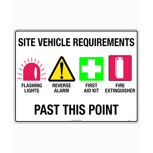 WORKWEAR, SAFETY & CORPORATE CLOTHING SPECIALISTS - 600x400mm - Metal - Site Vehicle Requirements Flashing Lights etc