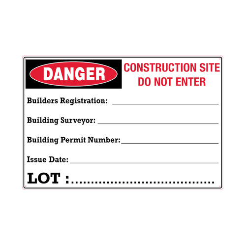 WORKWEAR, SAFETY & CORPORATE CLOTHING SPECIALISTS - 600x400mm - Poly - Builders Registration___  Building Surveyor___ Building Permit Number___ Issue Da