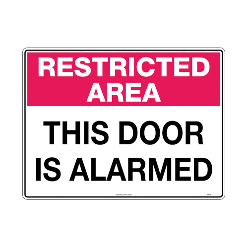 WORKWEAR, SAFETY & CORPORATE CLOTHING SPECIALISTS - 450x300mm - Metal - Restricted Area This Door is Alarmed