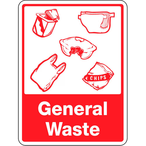 WORKWEAR, SAFETY & CORPORATE CLOTHING SPECIALISTS - 300x225mm - Self Adhesive - General Waste [With Recycling Picto]