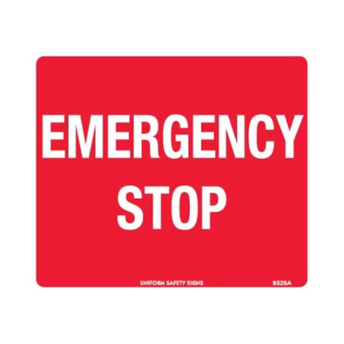 WORKWEAR, SAFETY & CORPORATE CLOTHING SPECIALISTS - 240x180mm - Self Adhesive - Emergency Stop