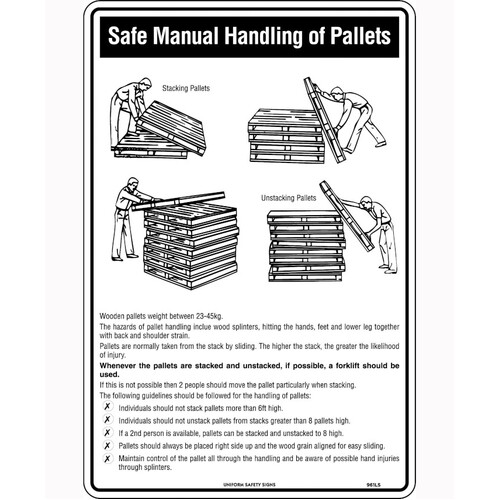 WORKWEAR, SAFETY & CORPORATE CLOTHING SPECIALISTS - 450x300mm - Metal - Safe Manual Handling of Pallets