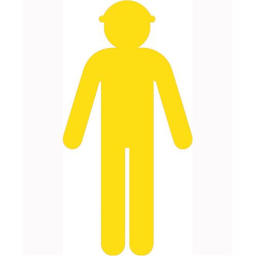 WORKWEAR, SAFETY & CORPORATE CLOTHING SPECIALISTS - 1500x760mm - Corflute - Yellow Cut Out Safety Construction Worker [Arms Down]