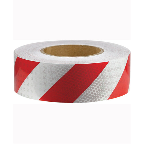 WORKWEAR, SAFETY & CORPORATE CLOTHING SPECIALISTS - 50mm x 3mtr - Class 1 Reflective Tape - Red/White  [CUT LENGTHS FROM 45.7 MTR ROLLS]