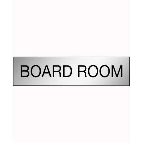 WORKWEAR, SAFETY & CORPORATE CLOTHING SPECIALISTS 200x50mm - Engraved Label - Black/Brushed Aluminium Traffilite - Adhesive Backed - Board Room