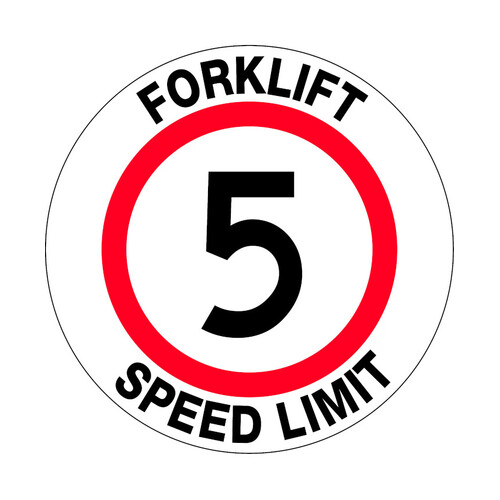 WORKWEAR, SAFETY & CORPORATE CLOTHING SPECIALISTS - 400mm - Self Adhesive, Anti-slip, Floor Graphics - Forklift Speed Limit 5