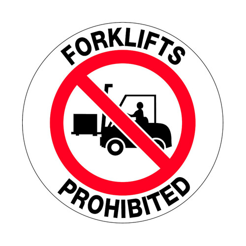 WORKWEAR, SAFETY & CORPORATE CLOTHING SPECIALISTS - 400mm - Self Adhesive, Anti-slip, Floor Graphics - Forklifts Prohibited