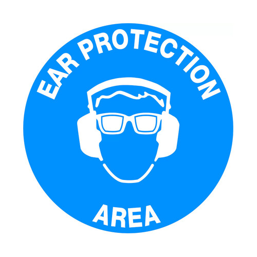 WORKWEAR, SAFETY & CORPORATE CLOTHING SPECIALISTS - 400mm - Self Adhesive, Anti-slip, Floor Graphics - Ear Protection Area