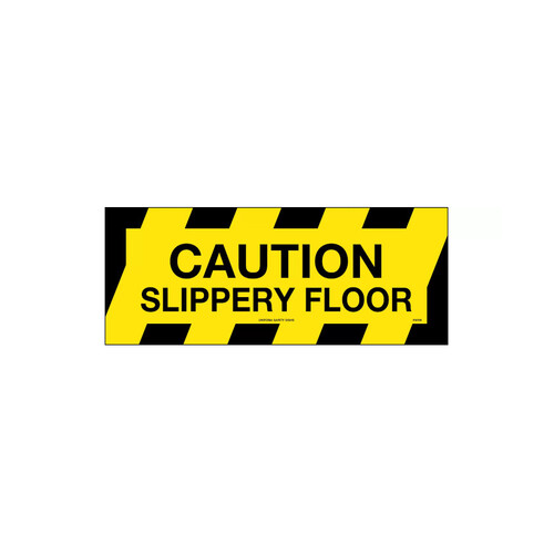 WORKWEAR, SAFETY & CORPORATE CLOTHING SPECIALISTS - 450x180mm - Self Adhesive, Anti-Slip Floor Graphics - Caution Slippery Floor