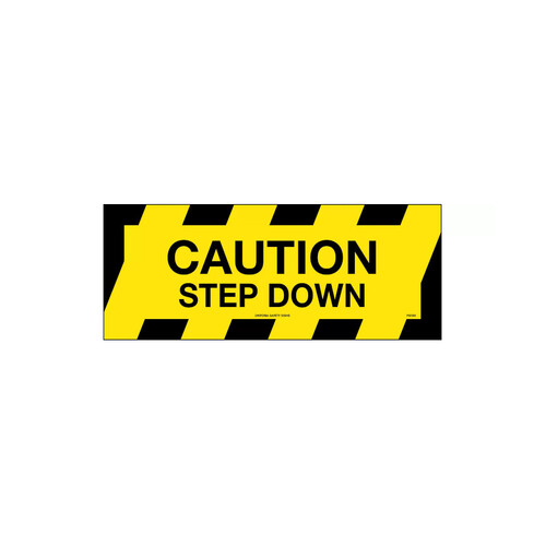 WORKWEAR, SAFETY & CORPORATE CLOTHING SPECIALISTS - 450x180mm - Self Adhesive, Anti-Slip Floor Graphics - Caution Step Down