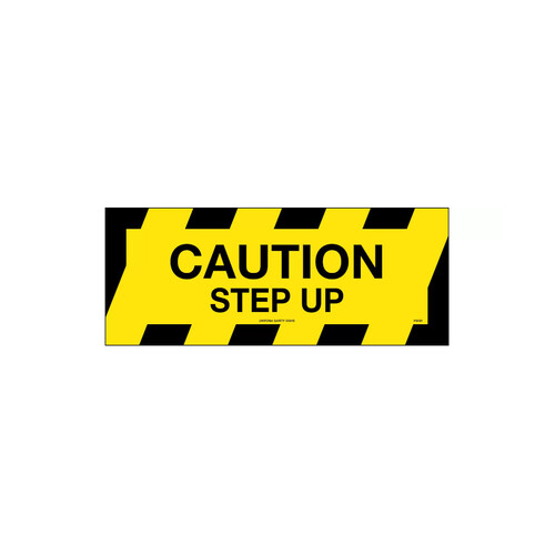 WORKWEAR, SAFETY & CORPORATE CLOTHING SPECIALISTS - 450x180mm - Self Adhesive, Anti-Slip Floor Graphics - Caution Step Up