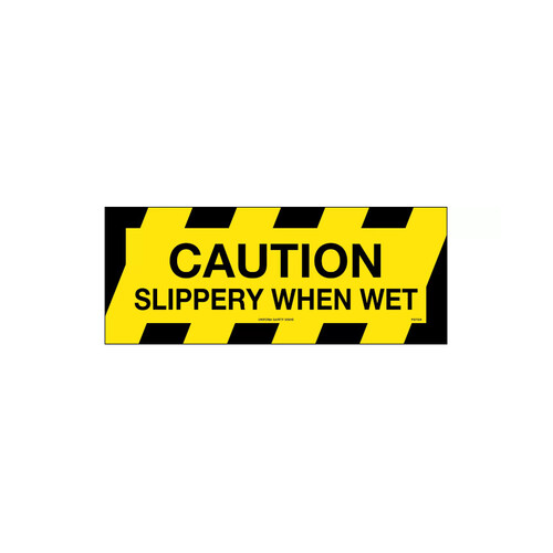 WORKWEAR, SAFETY & CORPORATE CLOTHING SPECIALISTS - 450x200mm - Anti Slip Floor Graphics - Caution Slippery When Wet