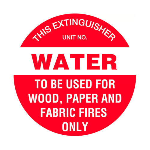 WORKWEAR, SAFETY & CORPORATE CLOTHING SPECIALISTS - 200mm Disc - Self Adhesive - Fire Extinguisher Marker - Water (Red)