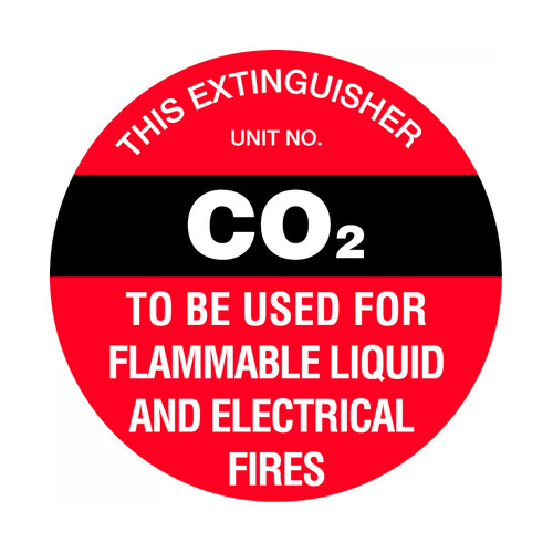 WORKWEAR, SAFETY & CORPORATE CLOTHING SPECIALISTS - 200mm Disc - Self Adhesive - Fire Extinguisher Marker - CO2 (Black)