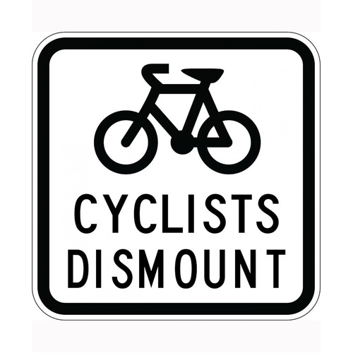 WORKWEAR, SAFETY & CORPORATE CLOTHING SPECIALISTS 450x450mm - Aluminium - Class 1 Reflective - Cyclists Dismount