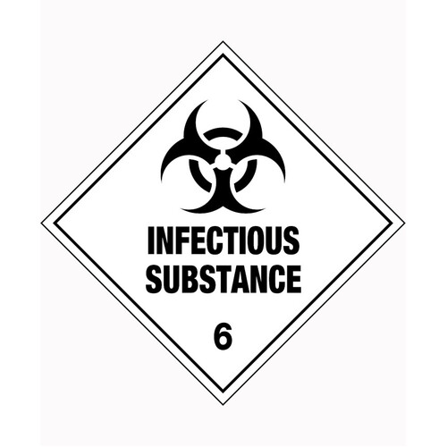 WORKWEAR, SAFETY & CORPORATE CLOTHING SPECIALISTS - 100x100mm - Self Adhesive - Roll of 250 - Infectious Substance 6