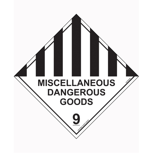 WORKWEAR, SAFETY & CORPORATE CLOTHING SPECIALISTS - 100x100mm - Self Adhesive - Roll of 250 - Miscellaneous Dangerous Goods 9