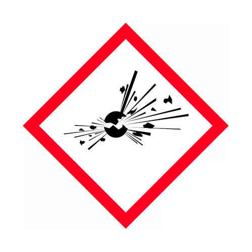 WORKWEAR, SAFETY & CORPORATE CLOTHING SPECIALISTS - 100x100mm - Self Adhesive - Sheet of 6 - GHS - Exploding Bomb Picto
