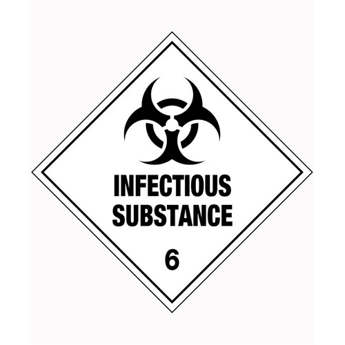 WORKWEAR, SAFETY & CORPORATE CLOTHING SPECIALISTS - 50x50mm - Self Adhesive - Sheet of 12 - Infectious Substance 6