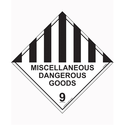 WORKWEAR, SAFETY & CORPORATE CLOTHING SPECIALISTS - 50x50mm - Self Adhesive - Roll of 250 - Miscellaneous Dangerous Goods 9