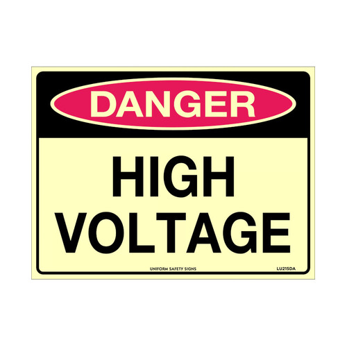 WORKWEAR, SAFETY & CORPORATE CLOTHING SPECIALISTS - 240x180mm - Self Adhesive - Luminous - Danger High Voltage