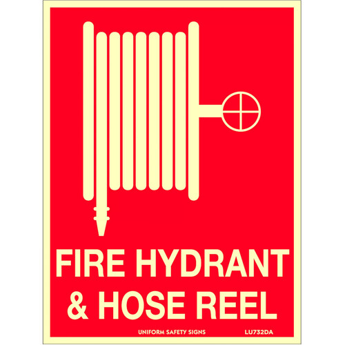 WORKWEAR, SAFETY & CORPORATE CLOTHING SPECIALISTS - 180x240mm - Self Adhesive - Luminous - Fire Hydrant & Hose Reel (With Picto)