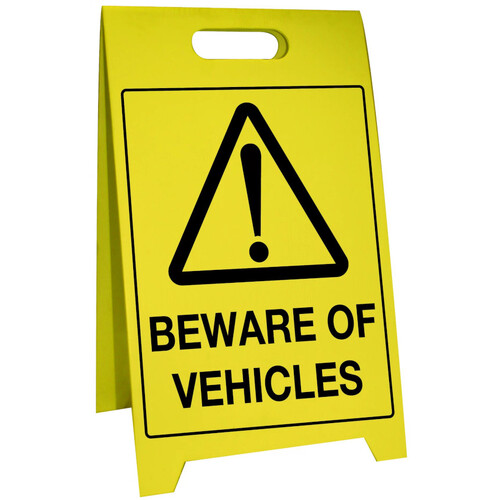 WORKWEAR, SAFETY & CORPORATE CLOTHING SPECIALISTS - 500x300mm - Corflute Sign Stands - Beware of Vehicles