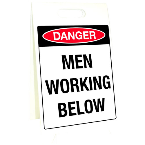 WORKWEAR, SAFETY & CORPORATE CLOTHING SPECIALISTS - 500x300mm - Corflute Sign Stands - Danger Men Working Below