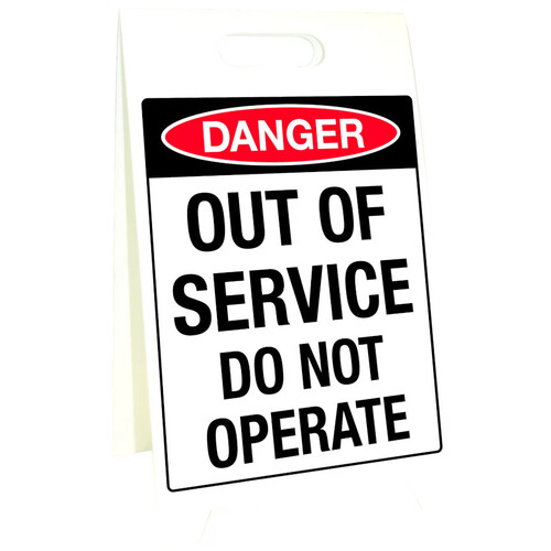 WORKWEAR, SAFETY & CORPORATE CLOTHING SPECIALISTS - 500x300mm - Corflute Sign Stands - Danger Out of Service Do Not Operate