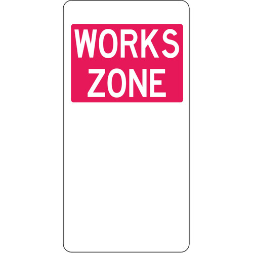 WORKWEAR, SAFETY & CORPORATE CLOTHING SPECIALISTS 225x450mm - Aluminium -Works Zone (Double Arrow)-Red-225x450mm