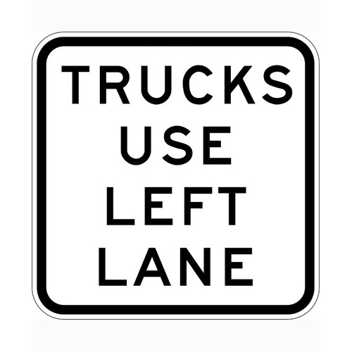 WORKWEAR, SAFETY & CORPORATE CLOTHING SPECIALISTS - 1800x1800mm - Class 1 - Aluminium - Trucks Use Left Lane