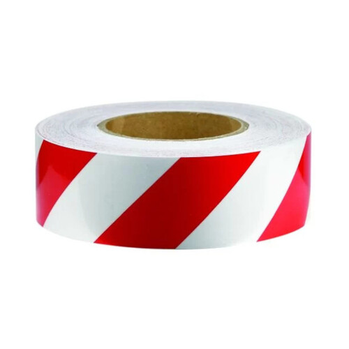 WORKWEAR, SAFETY & CORPORATE CLOTHING SPECIALISTS - 50mm x 5mtr - Class 2 Reflective Tape - Red and White