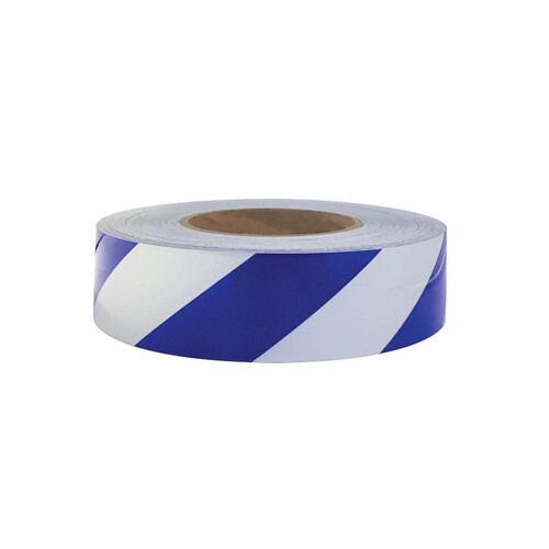 WORKWEAR, SAFETY & CORPORATE CLOTHING SPECIALISTS - 50mm x 45.7mtr - Class 2 Reflective Tape - Blue and White