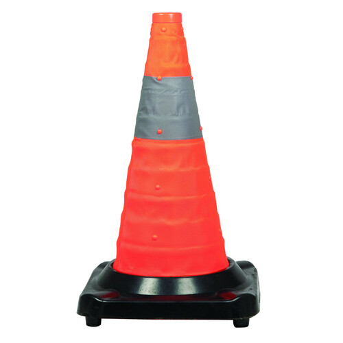 WORKWEAR, SAFETY & CORPORATE CLOTHING SPECIALISTS - 450mm Retractable Traffic Cones [With light, Solid/flashing/off]