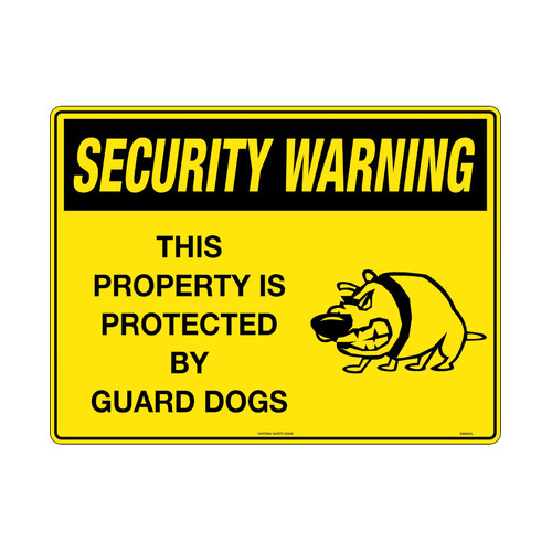 WORKWEAR, SAFETY & CORPORATE CLOTHING SPECIALISTS - 600x400mm - Metal - Security Warning This Property is Protected by Guard Dogs