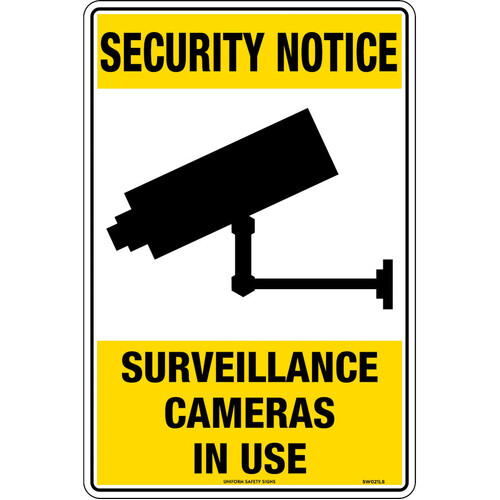 WORKWEAR, SAFETY & CORPORATE CLOTHING SPECIALISTS - 450x300mm - Poly - Security Notice Surveillance Cameras In Use