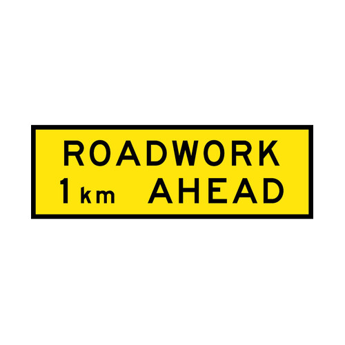 WORKWEAR, SAFETY & CORPORATE CLOTHING SPECIALISTS - 1800x600mm - Boxed Edge - Cl.1 - Roadwork 1km Ahead