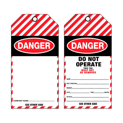 WORKWEAR, SAFETY & CORPORATE CLOTHING SPECIALISTS - 75x160mm - Cardboard Tags - Pkt of 25 - Danger blank