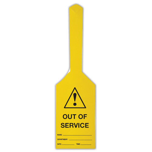 WORKWEAR, SAFETY & CORPORATE CLOTHING SPECIALISTS - 170x80mm - Self Locking Tags - Pkt of 25 - (Caution Triangle & Exclamation Mark) Out Of Service