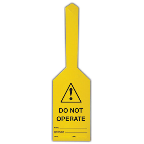 WORKWEAR, SAFETY & CORPORATE CLOTHING SPECIALISTS - 170x80mm - Self Locking Tags - Pkt of 25 - (Caution Triangle & Exclamation Mark) Do Not Operate