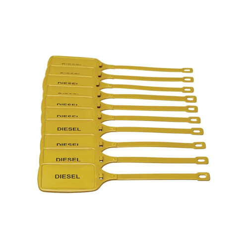 WORKWEAR, SAFETY & CORPORATE CLOTHING SPECIALISTS - 210x50mm Twist Lock Tag - Pkt of 10 - Double Sided - Wht/Yellow - Diesel