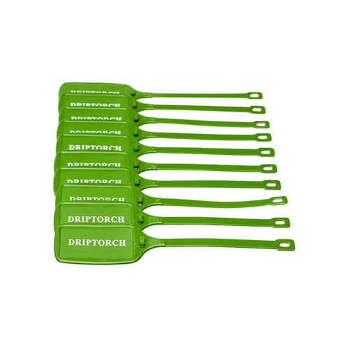 WORKWEAR, SAFETY & CORPORATE CLOTHING SPECIALISTS - 210x50mm Twist Lock Tag - Pkt of 10 - Double Sided - Wht/Green - Driptorch