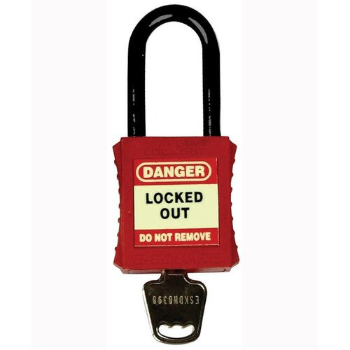 WORKWEAR, SAFETY & CORPORATE CLOTHING SPECIALISTS - 42mm Premium Red Safety Lockout - Non-Conductive Shackle